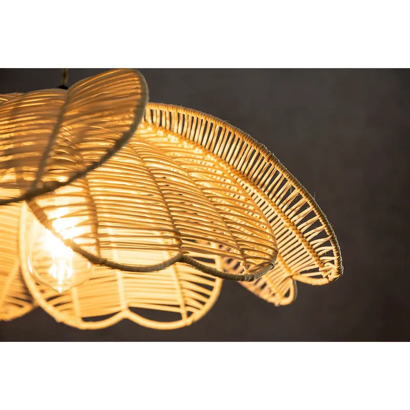 Boho Rattan Flower Pendant Light Coastal Hanging Fixture Light - 20  Wide