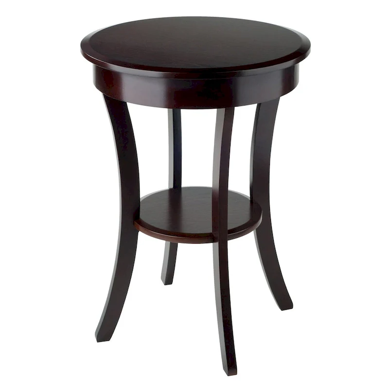 Sasha Round Accent Table, Cappuccino - 20W x 20D x 27H.