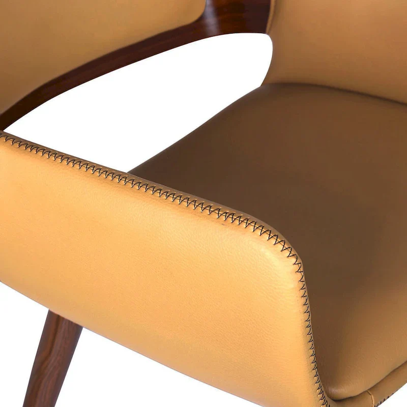 Faux Leather Mid-Century Dining Chair with Metal Legs