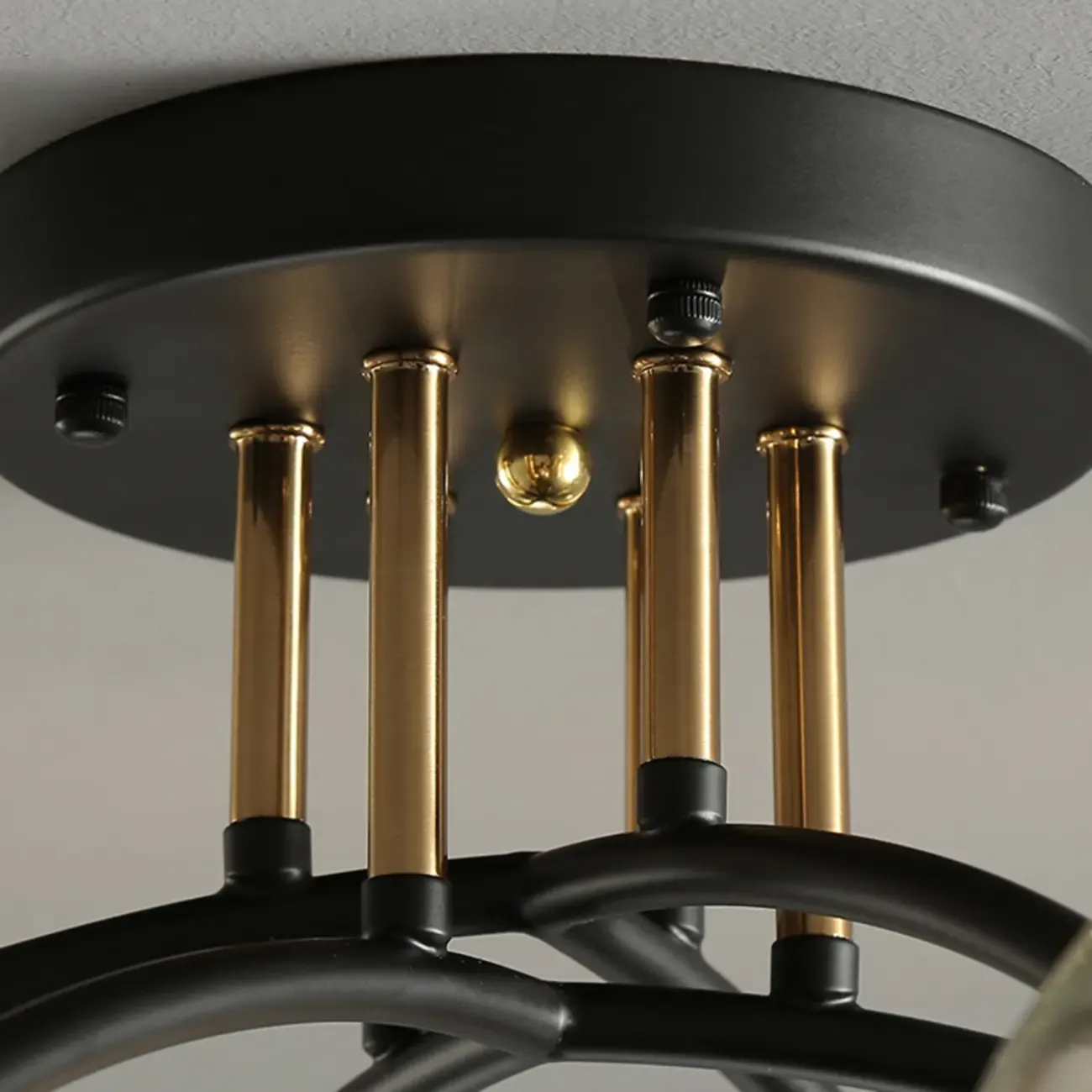 Modern Smoke Grey Glass Sphere Semi Flush Ceiling Light