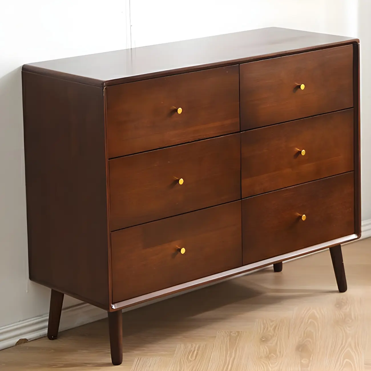 Compact Natural Wood Combo Dresser with Cabinet and Drawers
