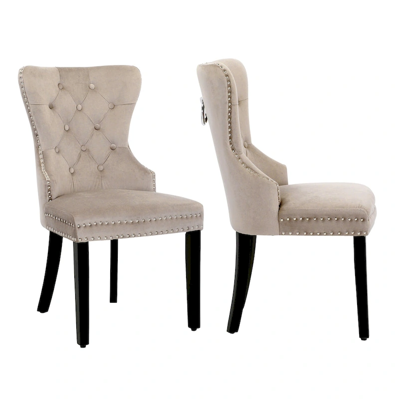 Grandview Tufted Upholstered Dining Chair (Set of 2) with Nailhead Trim and Ring Pull