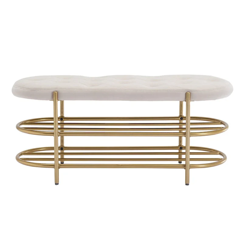 SEYNAR 40 Velvet Upholstered Living Room Bench with Double shoe rack