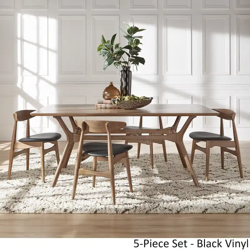 Nadine Dark Walnut Finish Rectangular Dining Set - Curved Back Chairs