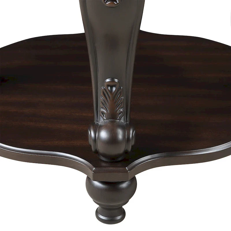22 Inch Round End Table with Shelf