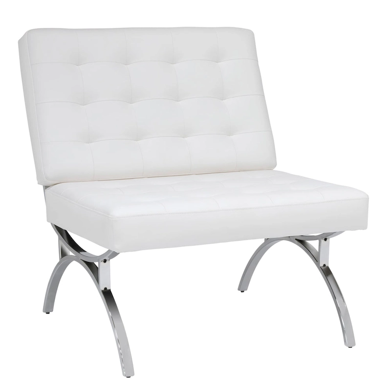 Newel Modern Blended Leather and Chrome Metal Frame Mid Century Accent Chair