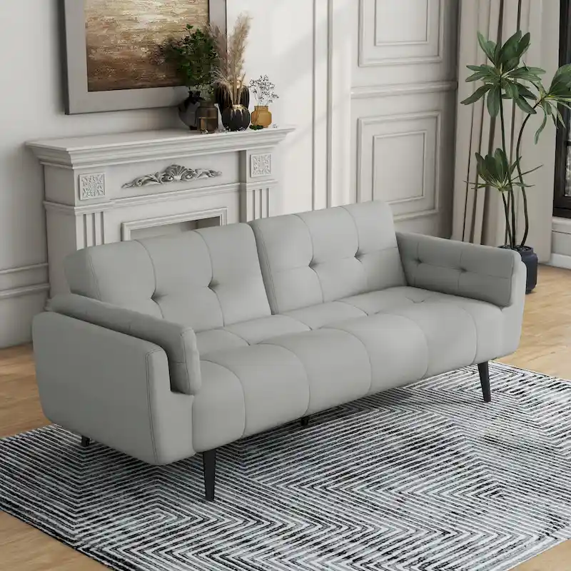 75 Convertible Sleeper Futon Sofa Bed With Adjustable Tufted Back