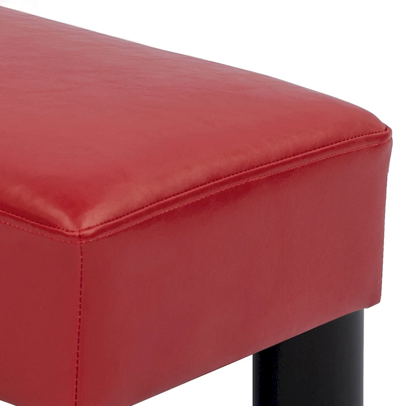 Adeco Small Rectangular Ottoman Modern PU Leather Footrest Stool Chair