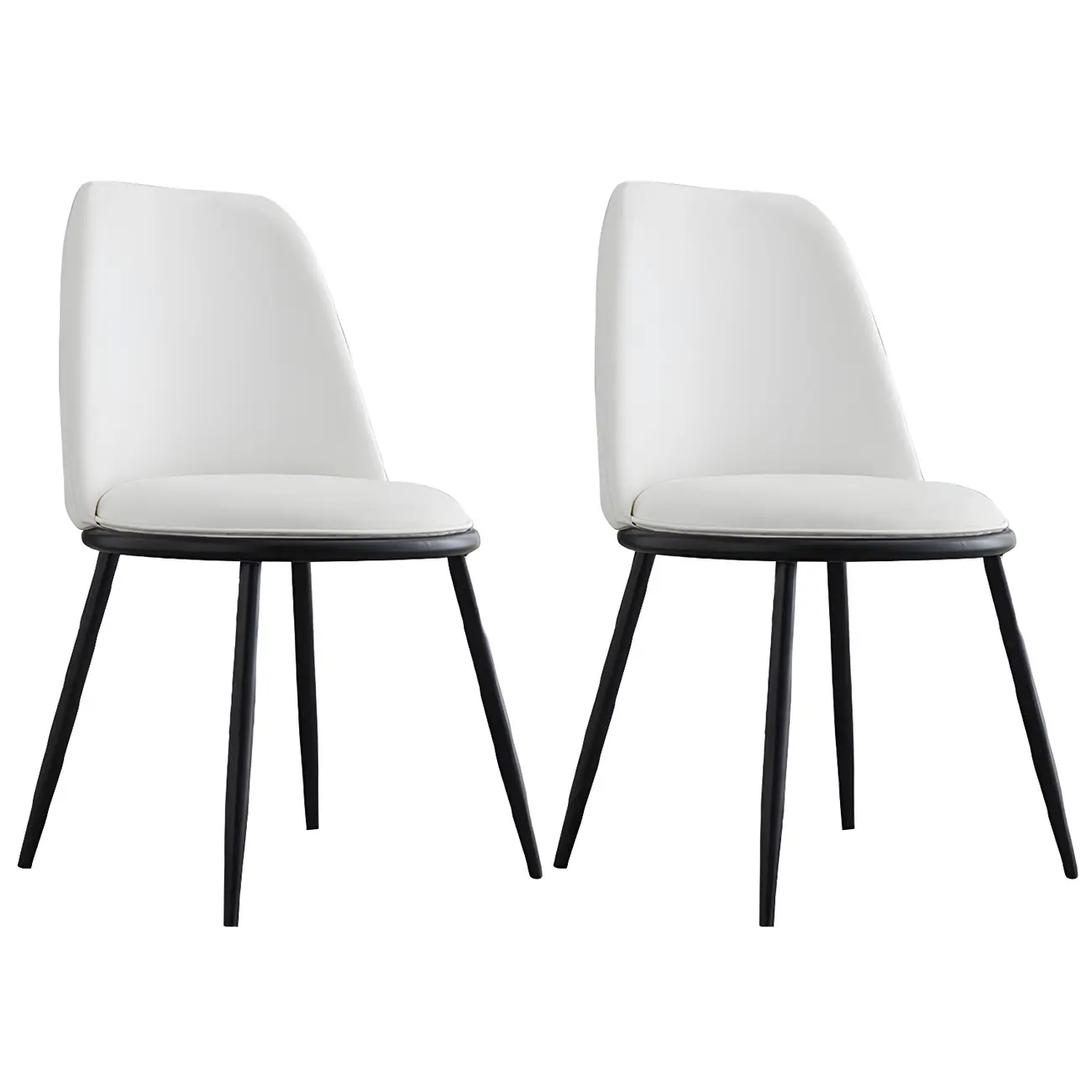 Glam Scandinavian Leather Armless Dining Chairs Metal Frame
