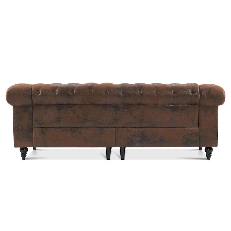 Modern Quilted Club Sofa with Oak Legs