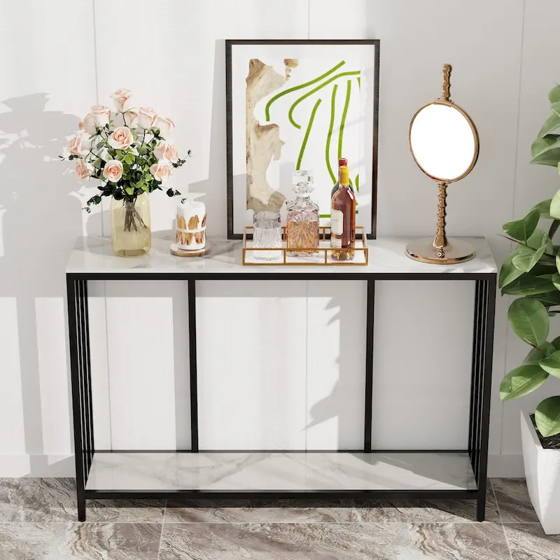 2 Tier Modern Console Table Heavy Duty Sintered Stone