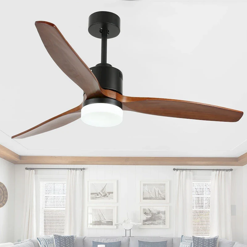 Bella Depot 52  Wood Reversible LED Ceiling Fan with Dimmable Light and Remote Control - 52 inches