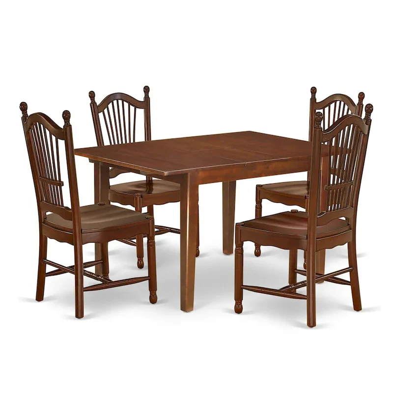 East West Furniture Dining Table Set- A Rectangular Kitchen Table and Kitchen Dining Chairs, Mahogany (Pieces Options)