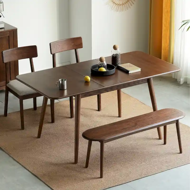 Walnut Solid Oak Wood Extendable Meet Table Dining Table