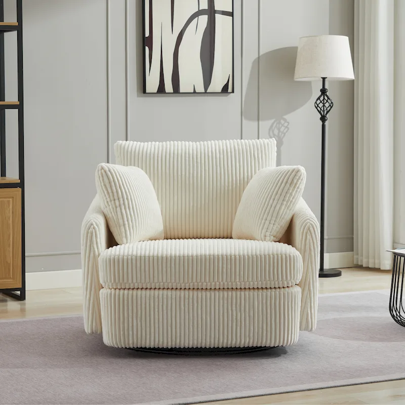 40.6 W Upholstered Swivel Accent Sofa Chair With Pillows