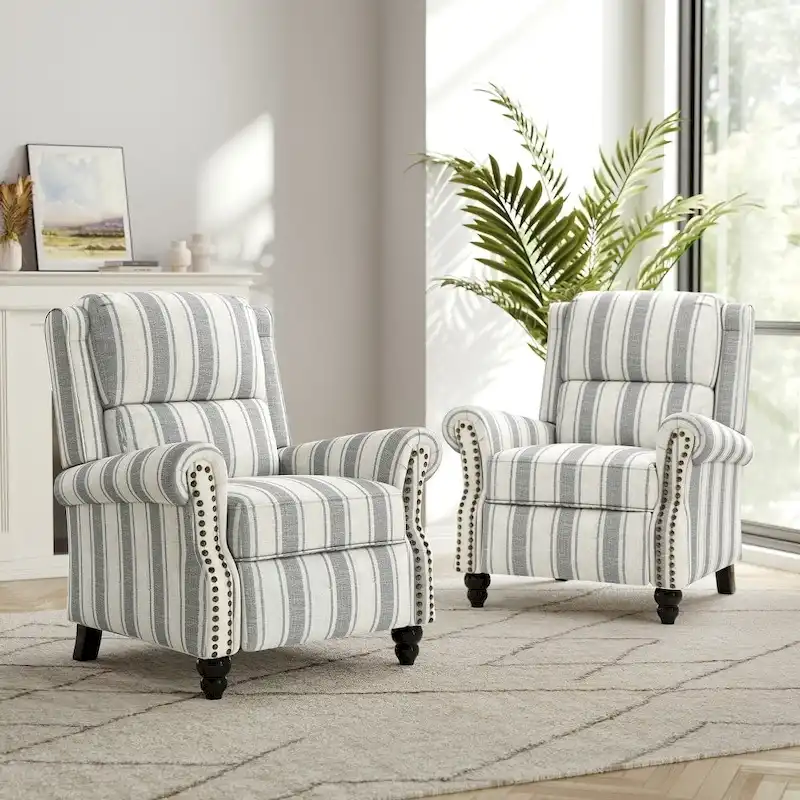 2 Set Modern Padded Seat Recliner Chair with PU Leather/Fabric