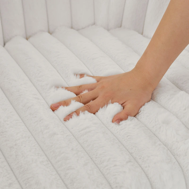 Faux Rabbit Fur Accent Chair 360-degree Swivel Barrel Chairs Set of 2