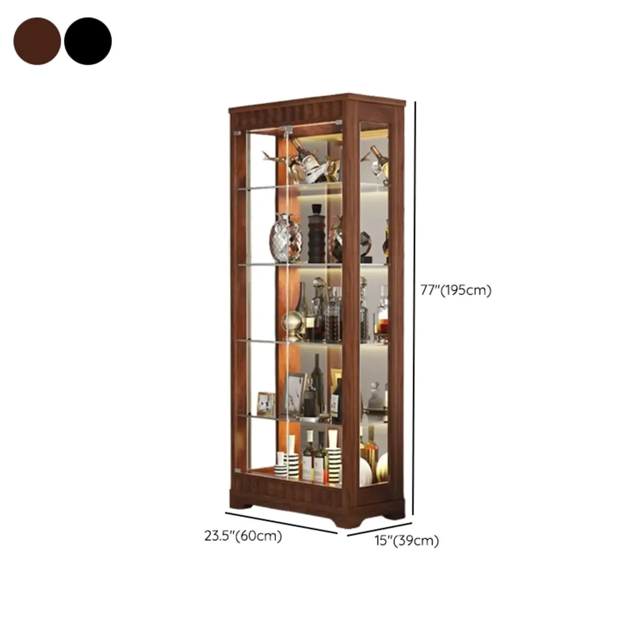 Modern Wood Wine Cabinet with Bar Glass Holder Shelf
