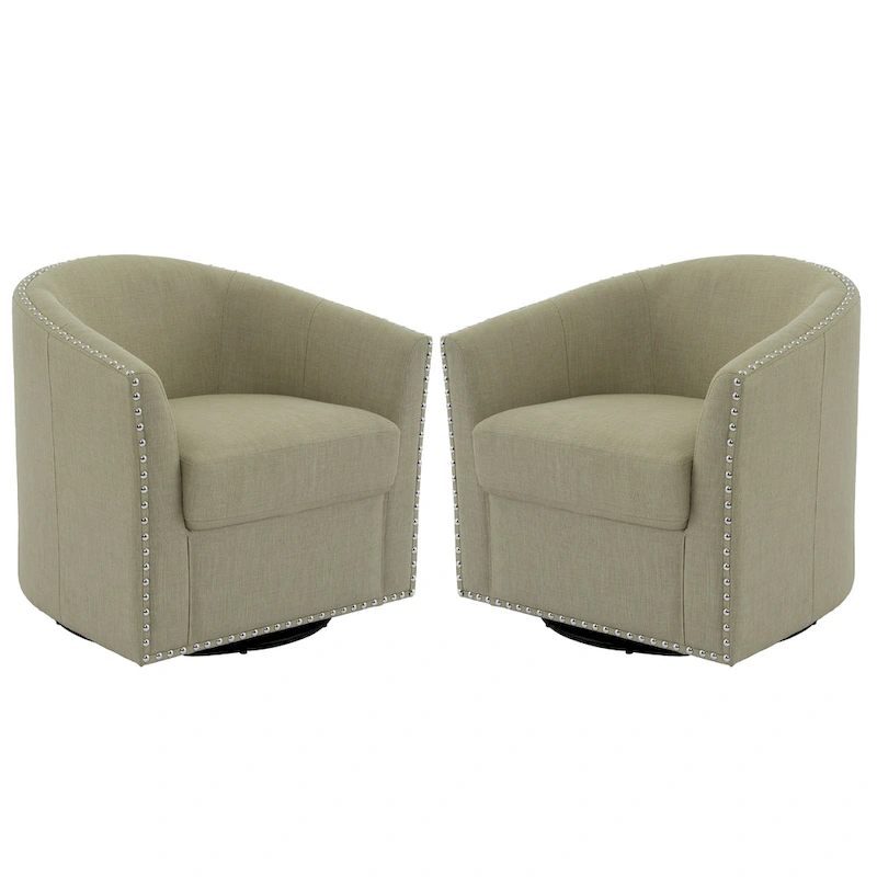 Nailhead Trim Upholstered Swivel Accent Chairs Set of 2