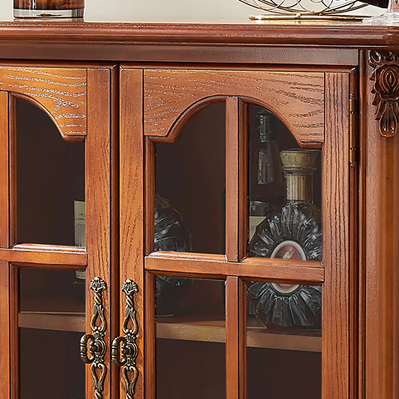 Traditional 34 Wood Wine Bar Cabinet with Drawers