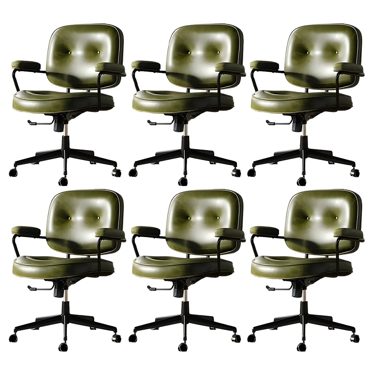 Industrial Leather Upholstered Height Adjustable Swivel Office Chair