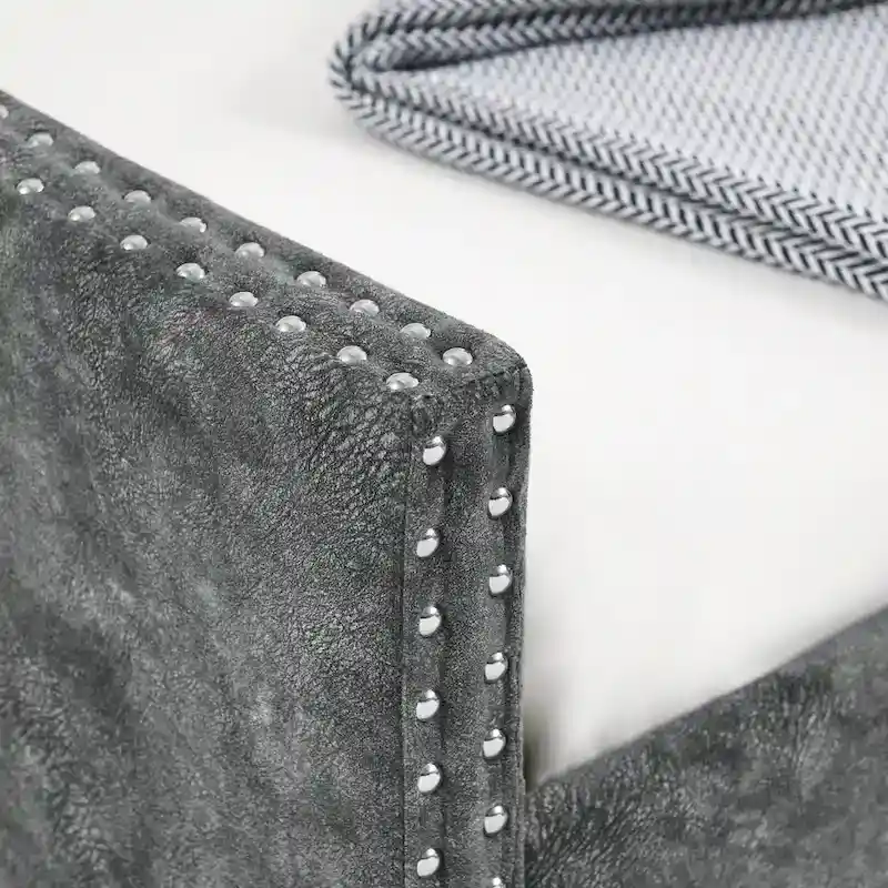 Upholstered Daybed Frame with Trundle & Tufted Backrest