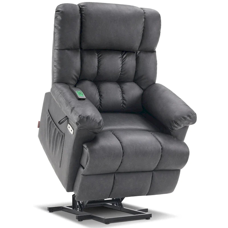 MCombo Power Lift Recliner Chair with Massage, Heat, Adjustable Headrest, Extended Footrest-(PU/Fabric)