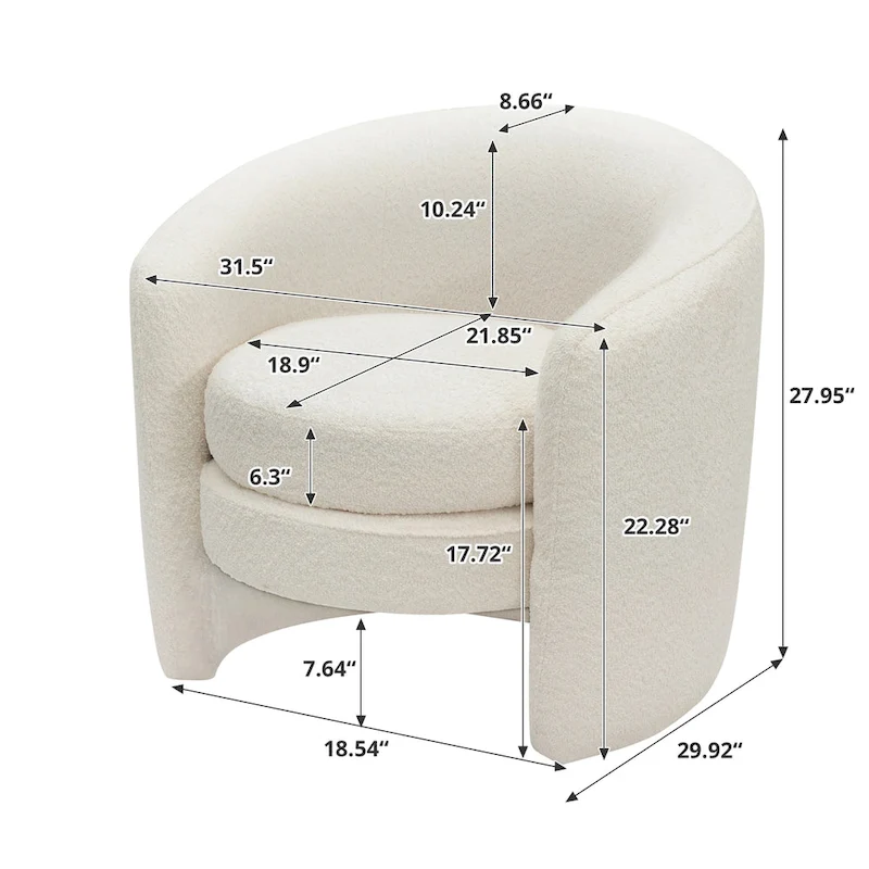 Boucle Upholstered Accent Chair with Curved Back, Plush Seating and No Assembly Required