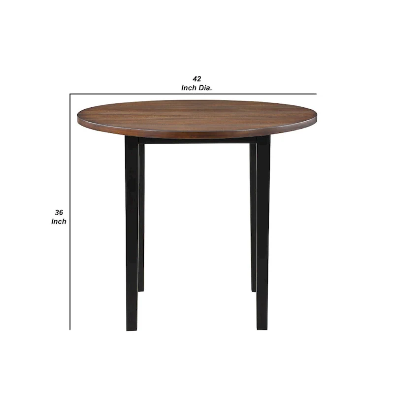 Jeremy 42 Inch 5 Piece Round Counter Table Set with Fabric Seat, Brown and Black