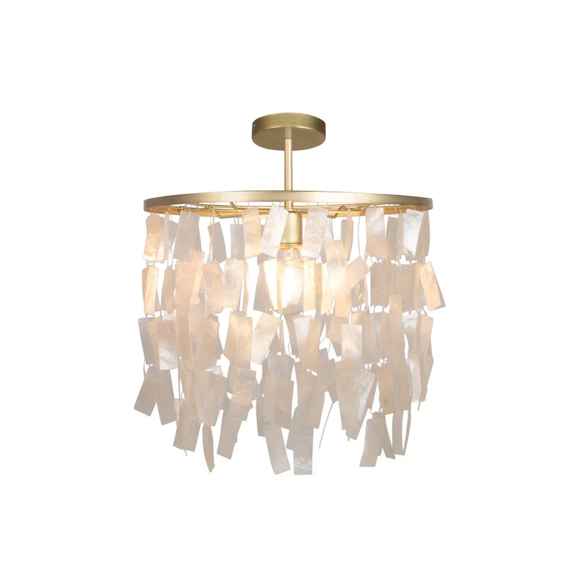 Marina Metal and Natural Capiz Chandelier Style Pendant Ceiling Light