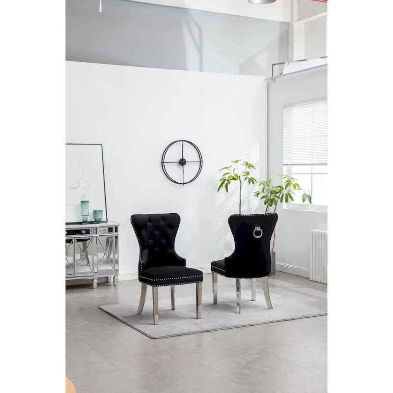 Roundhill Furniture Montura Tufted Velvet Chair (Set of 2)