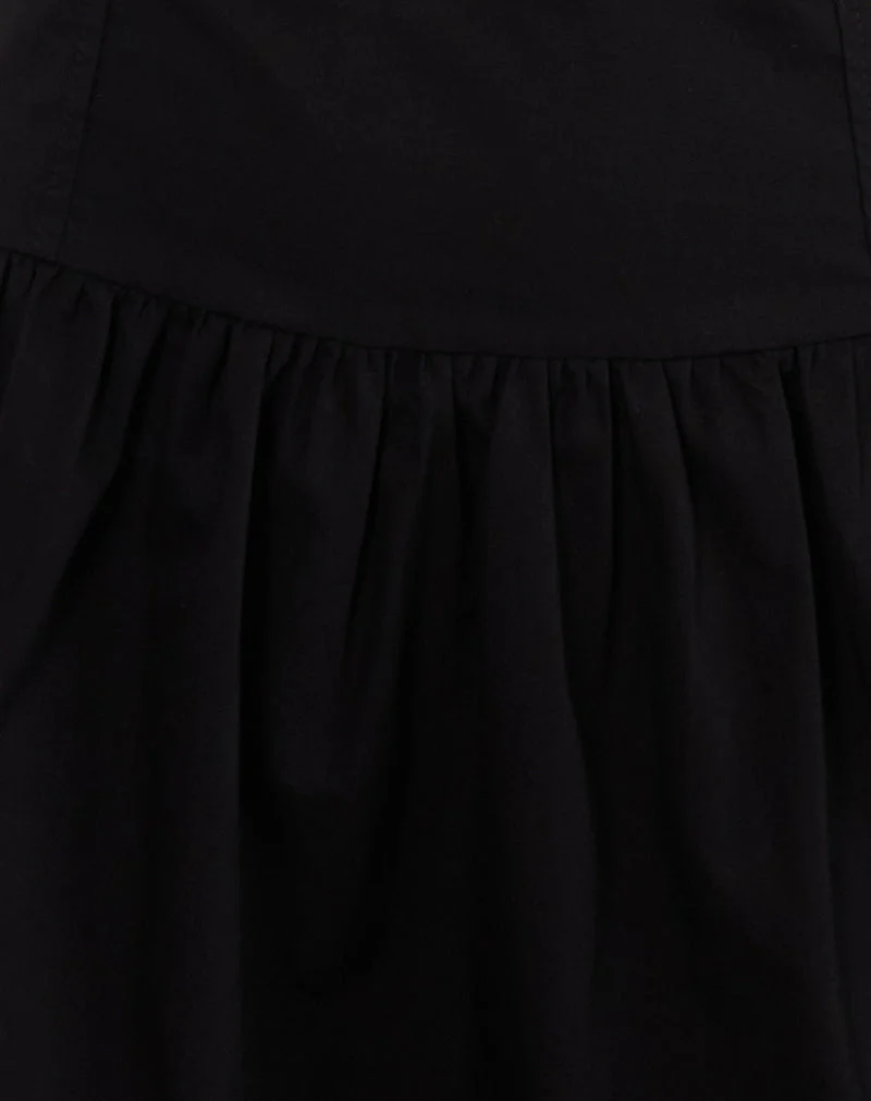 Kafridi Eyelet Mini Dress in Poplin Black