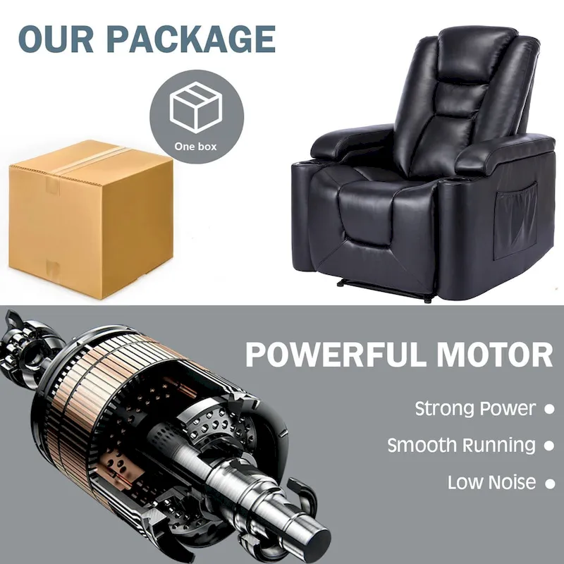 Power Leather Recliner Chair Home Theater Seating Soft