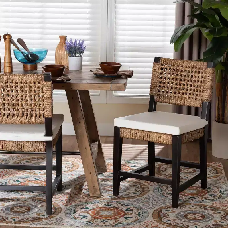 Dark Brown Bohemian Armless Dining Chair - Seats 1