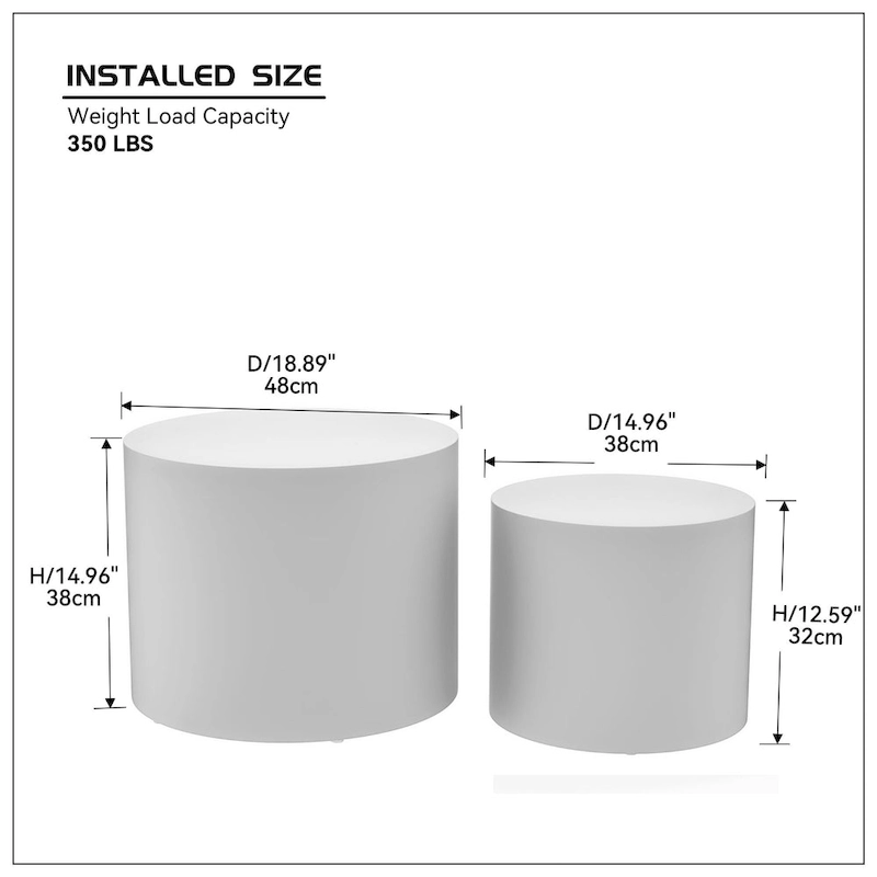 Round Nesting Tables Set, Coffee & End Tables, No Assembly