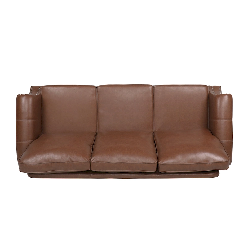 Dowd Faux Leather 3 Seater Sofa with Nailhead Trim by Christopher Knight Home