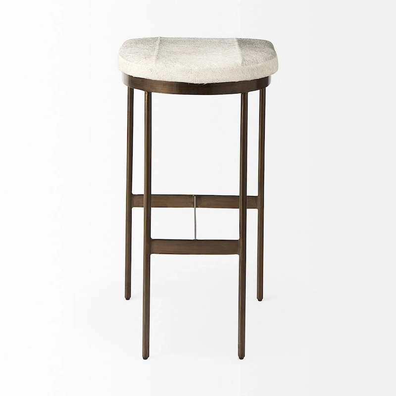 Millie Black Genuine Leather Seat with Nickel Metal Frame Counter Stool