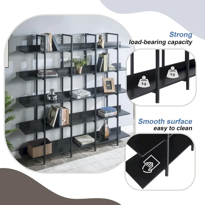 5 Tier Bookcase Home Office Open Bookshelf