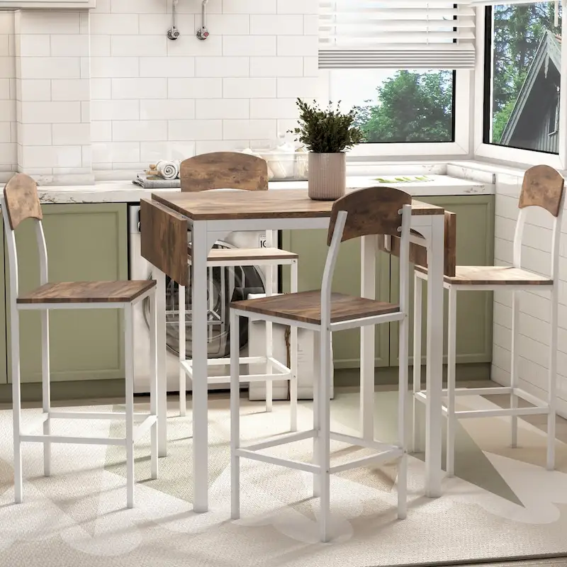 5-piece Counter Height Drop Leaf Dining Table Set