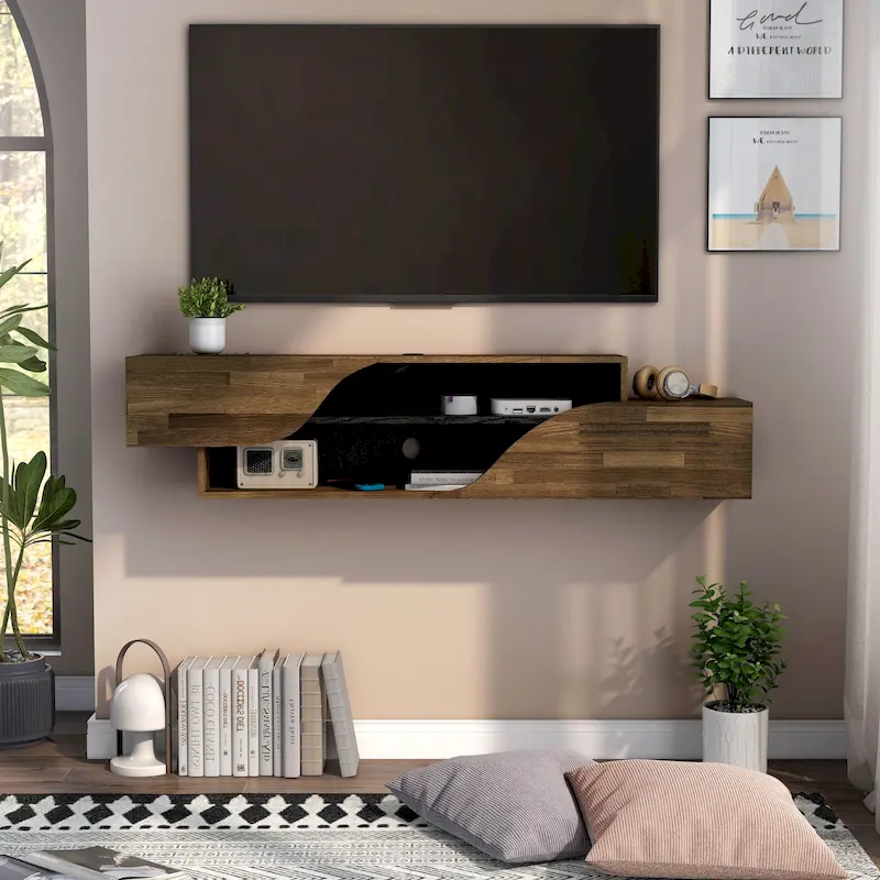 DH BASIC Transitional 59-inch 2-Shelf Floating TV Stand by Denhour