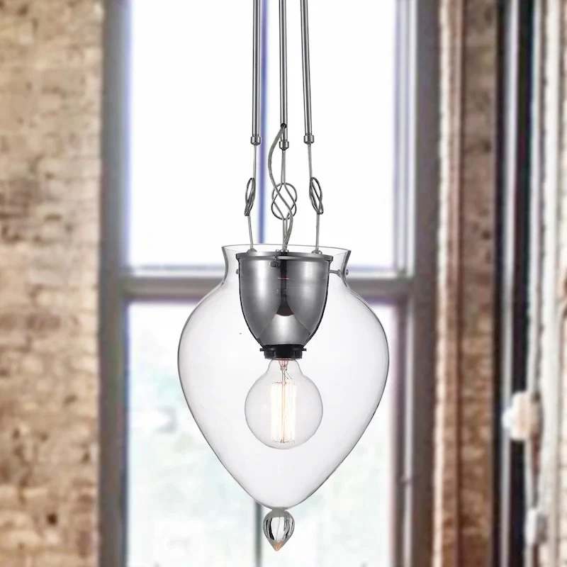 Kristjan Chrome 1-Light Pendant with Clear Glass Shade