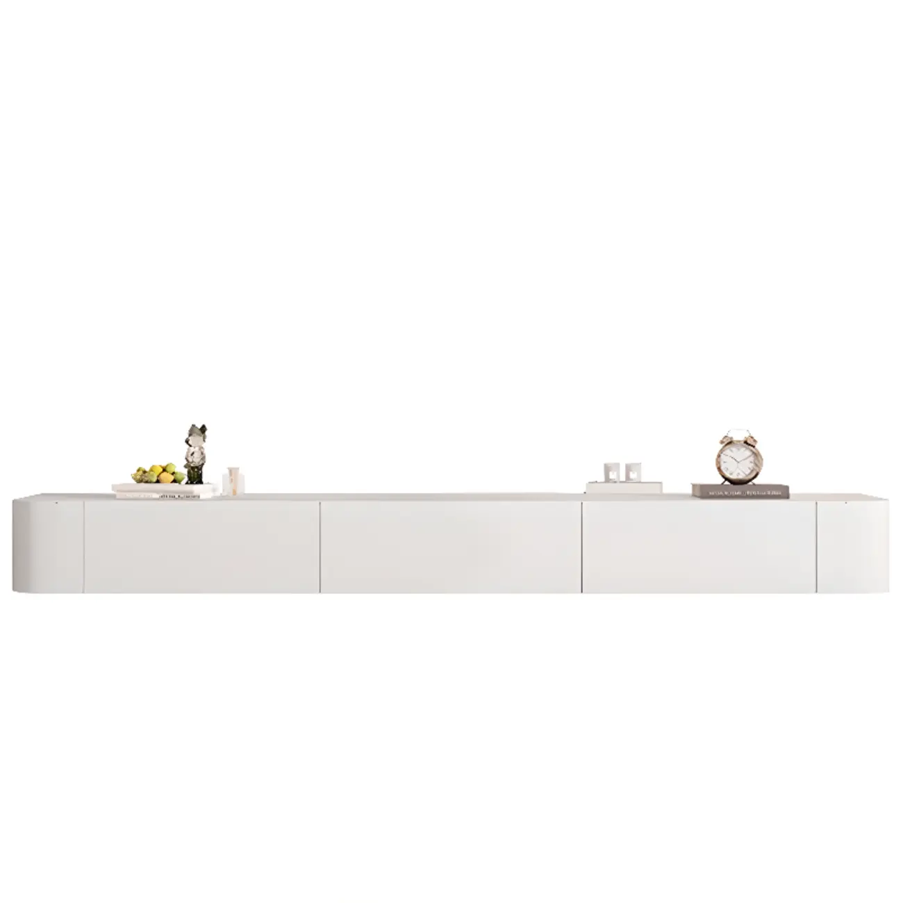 87 Grey Solid Wood Long Floating TV Stand with Drawers