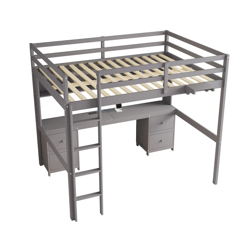 Loft Bed with Desk, Cabinets