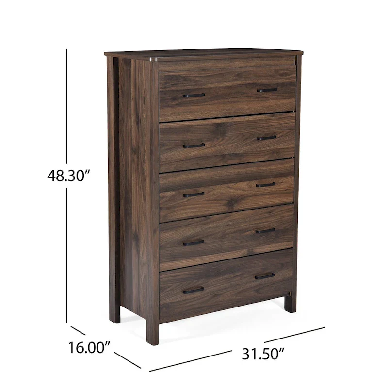5 Drawer Chest,Sonoma Gray Oak/Walnut