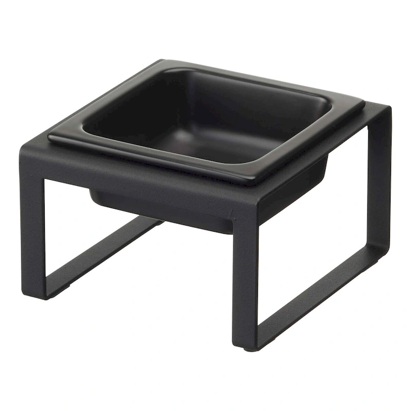 Yamazaki Home Single Pet Food Bowl - Two Styles, Steel and Ceramic, Tall, 1.25 - L 6.1 x W 5.91 x H 3.94 inches