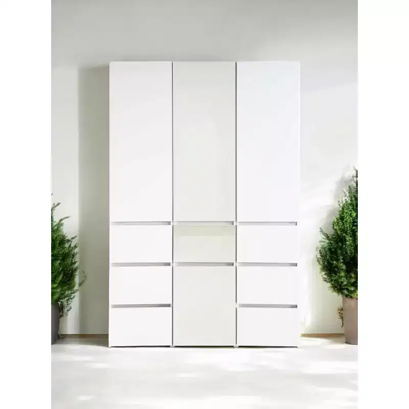 HomeStock 70.9 in.H x 17.72 in.W White Wood Composite Closet System for Universal Storage with Storage Bins