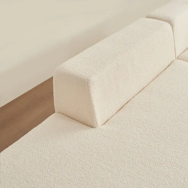 105.51 Modern L-Shape 5 Seater Modular Sectional Sofa Couch with Chaise Lounge, in Soft Lambswool Sherpa Fabric