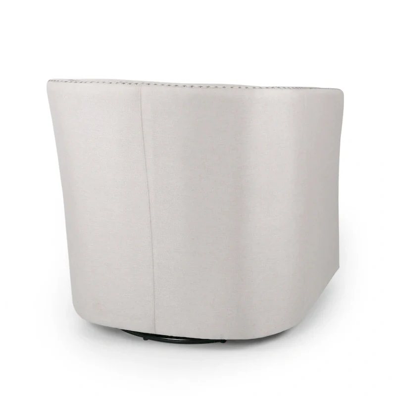 Swivel Accent Chair, Classic Round Barrel Style, Wheat Beige Fabric