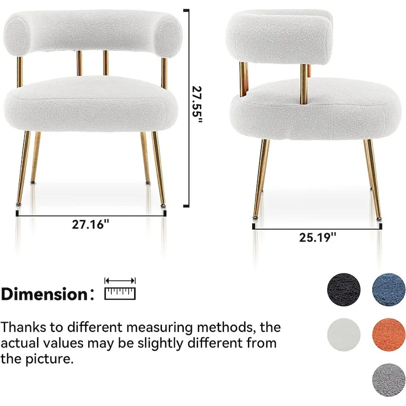 SEYNAR Modern Glam Upholstered Comfy Open-Back Accent Vanity chair with Golden Legs