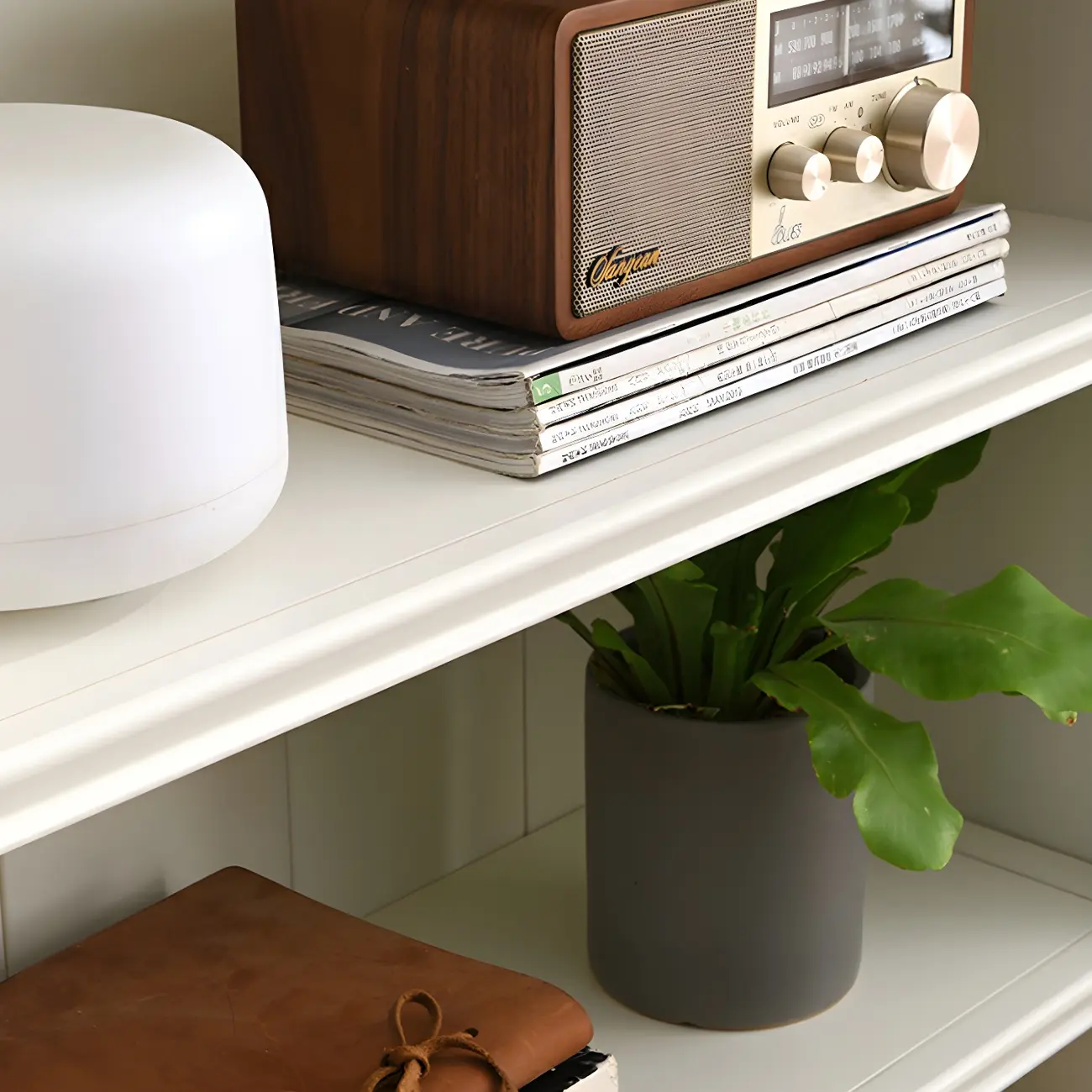 Classic Simple White Rectangular Wood Bookcase